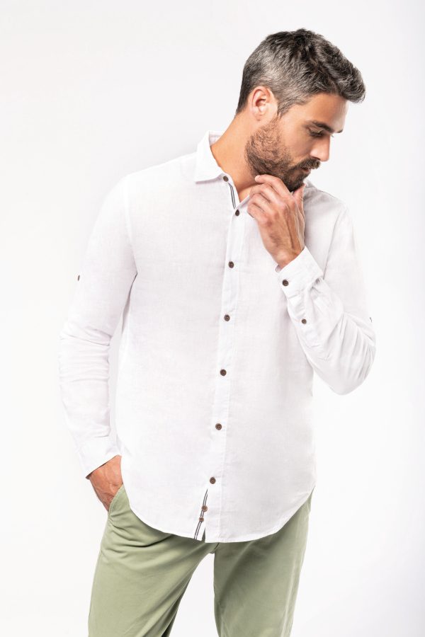 Camicia uomo lino e cotone manica lunga